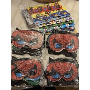 Spider-Man Party Favor Set Masks, Slap Bracelets & Pins Kids Party Favors